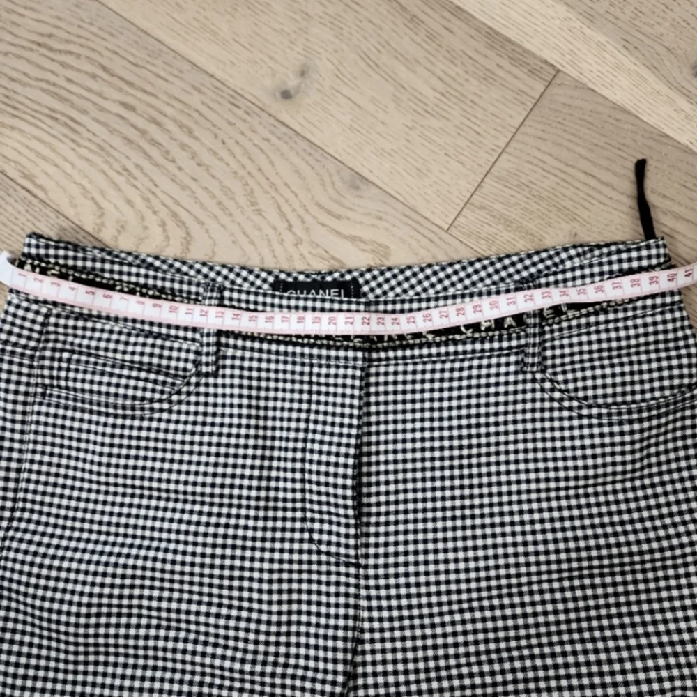 Authentic Chanel boutique logo waistband skinny gingham trousers - Picture 5 of 8